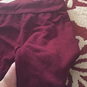 maroon fuzzy leggings for women